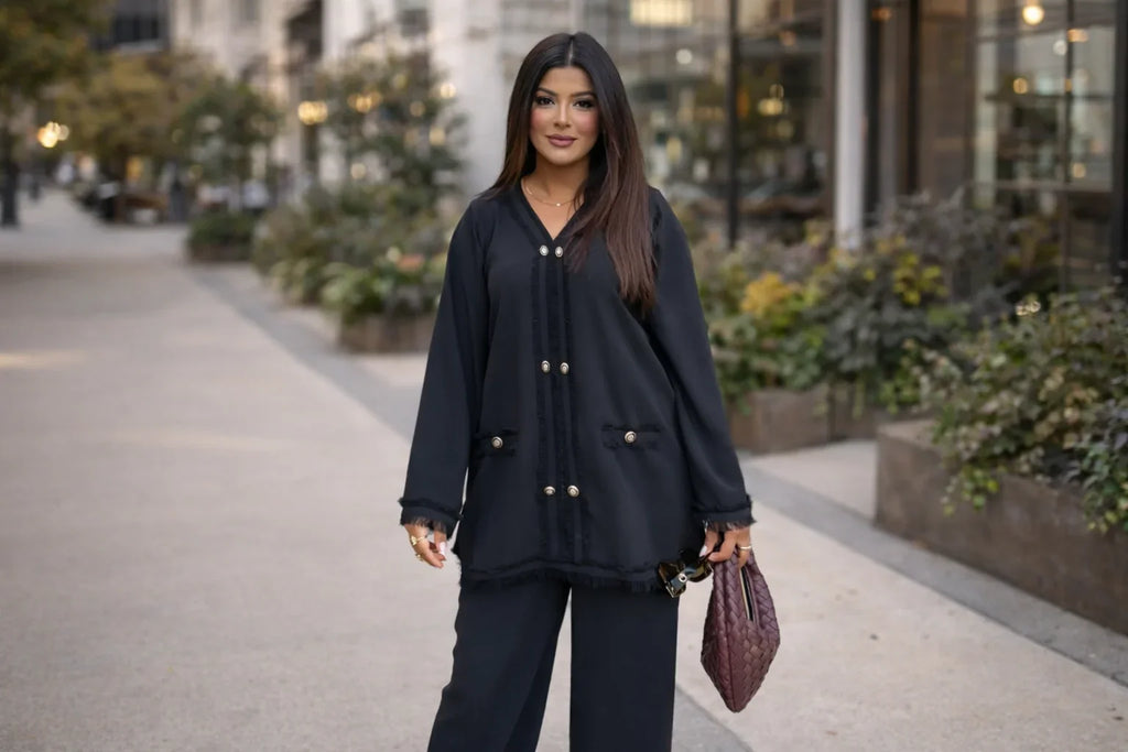 Black Fringe Co-ord Set – A Timeless Fashion Statement for Modern Women