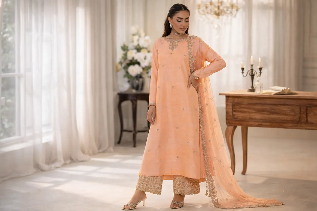 Mehrunisa Dresses Online | Shop Soft Pastel Embroidered Dresses