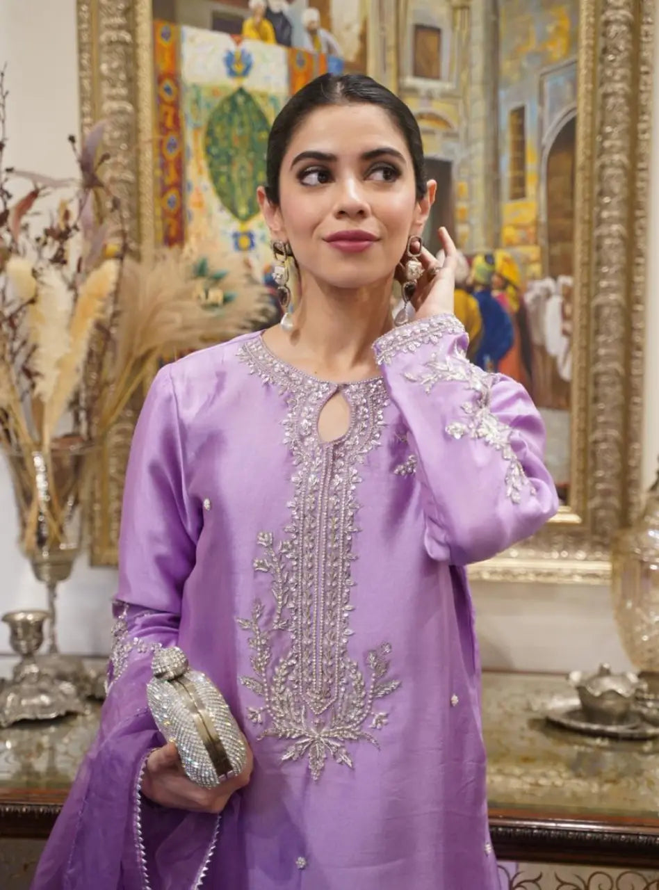 Lilac Silk Suit