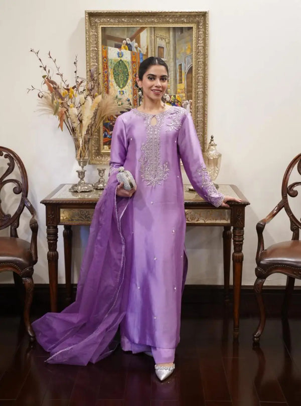 Lilac Silk Suit