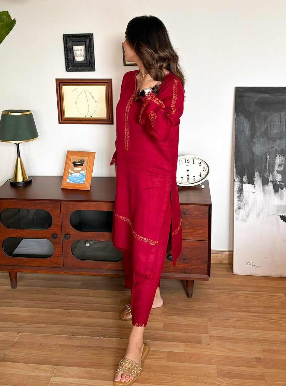 Maroon Pashmina Set