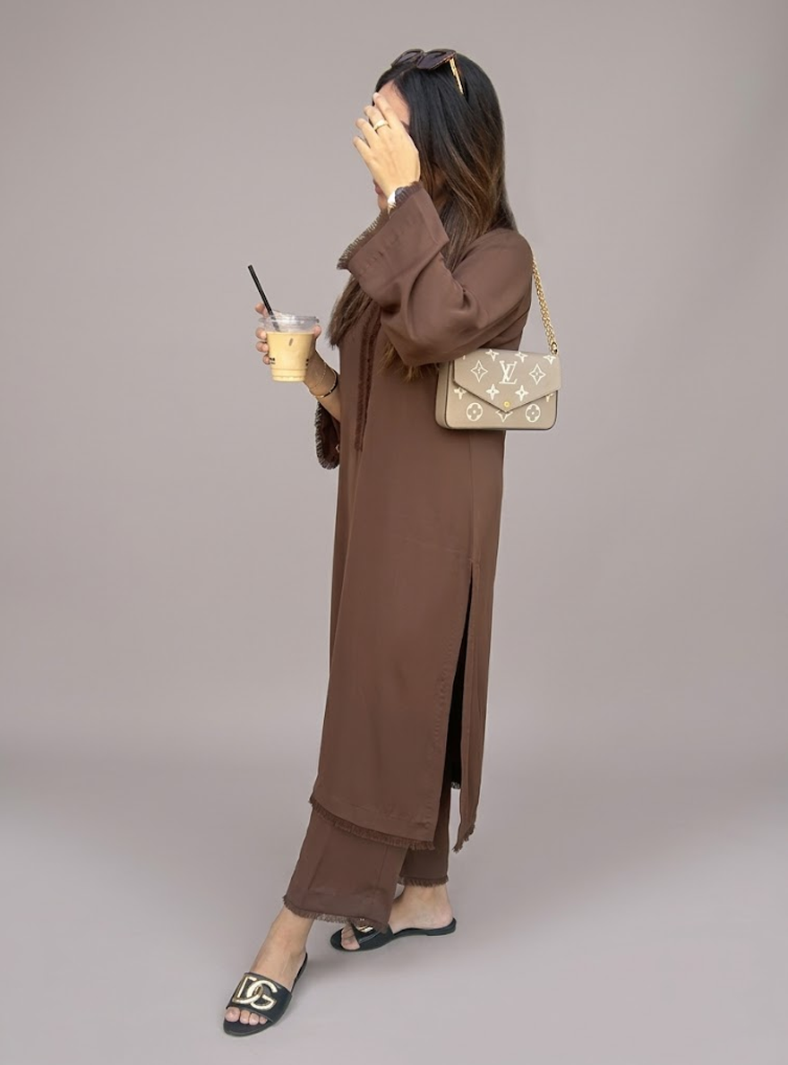 Chocolate Brown Fringe Set