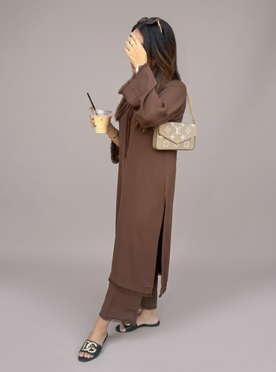 Chocolate Brown Fringe Set