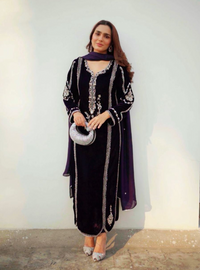 Midnight Noir Handworked Velvet Ensemble